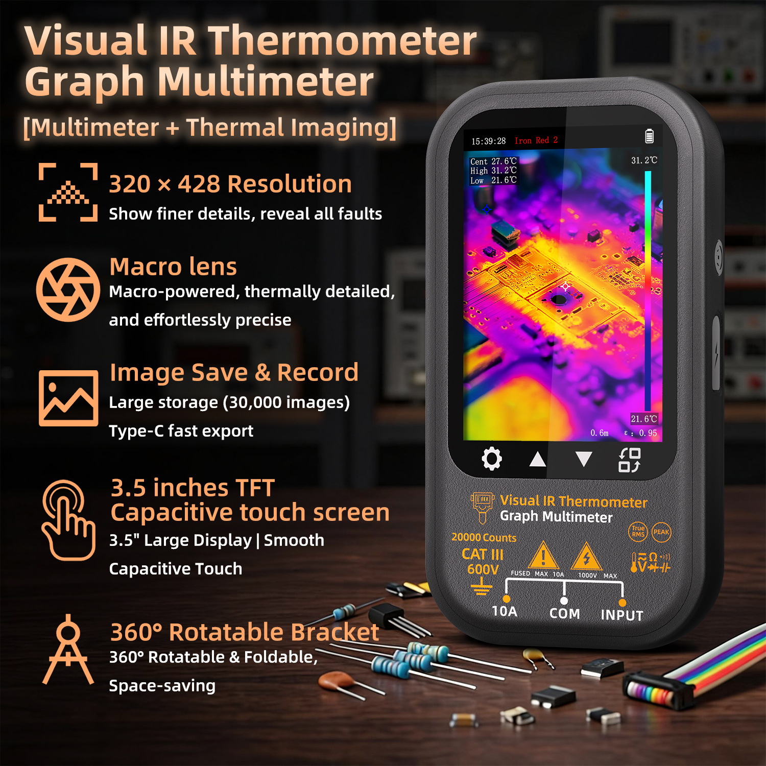 Factory Direct Sales Sh8 Thermal Imaging Camera Multimeter with Macro Lens Touch Screen High-Definition Infrared Thermal Imaging Thermometer