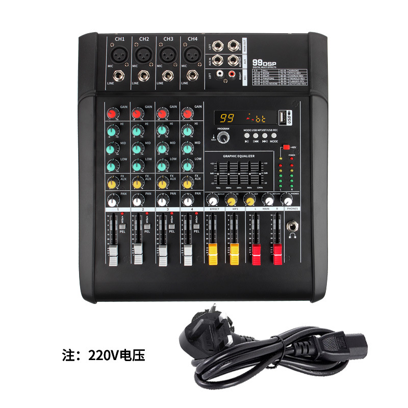 Consola de Mezcla con Amplificador de 4 Canales Modelo 402D 99 Efectos DSP con Bluetooth USB para Escenarios y Conferencias image 8