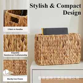 现货水葫芦草编收纳篮手提脏衣篮客厅装饰垃圾桶大容量玩具整理筐