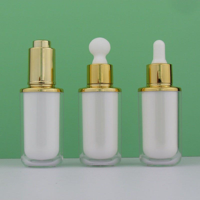 现货韩国40ML亚克力精华滴管瓶高端护肤精华包装瓶电镀按压瓶包材