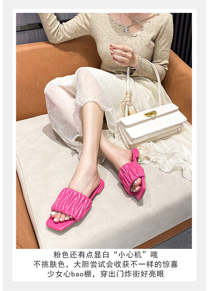 Dép lê nữ mùi vuông đế bằng chống trơn thoải mái đi ngoài trời — Màu Đen (không có chữ cái), Pink (không có chữ cái), Trắng sữa (không có chữ cái), Xanh sữa (không có chữ cái) chi tiết 22