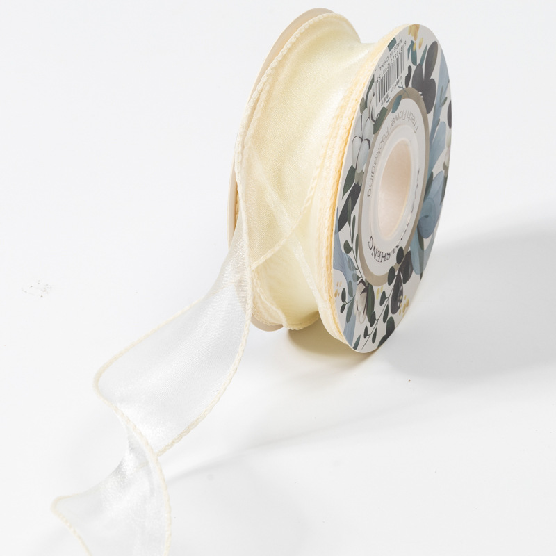 En stock al por mayor 4cm Phnom Penh fishtail hilo llano envuelto flor amplia cinta onda cinta ramo de flores material de embalaje