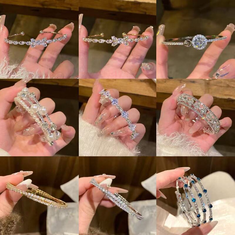 Super Flash Zircon Bracelet for Women, Accessible Luxury, Exquisite Niche, High-End French Bracelet, Crystal Flash Diamond Design Hand Jewelry Super Flash Zircon Bracelet for Women, Accessible Luxury, Exquisite Niche, High-End French Bracelet, Crystal Flash Diamond Design Hand Jewelry