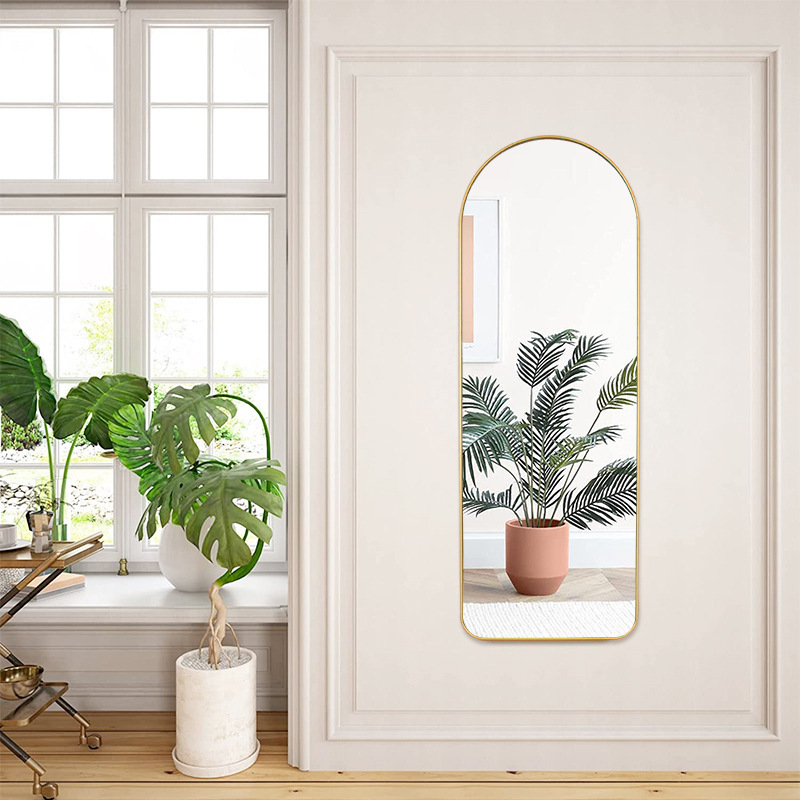 Gold-Edge Arched Full-Length Mirror, Home Wall-Mounted Dressing Mirror, Cross-Border Irregular Mirror, Full-Length Mirror