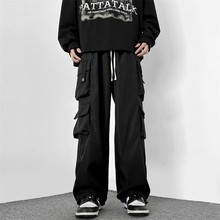 柯百龙黑色工装裤男士春秋款潮牌阔腿休闲长裤冬季男生直筒宽松裤