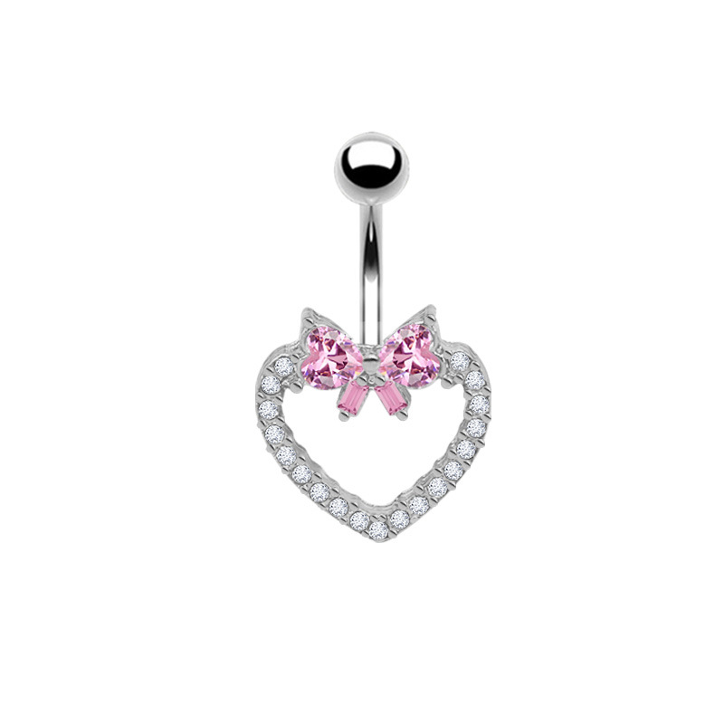 Piercing ombelico con strass a cuore e fiocco_voghion.com