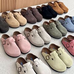 メーカー卸売り小衆真皮コルク靴2025莞産高品包頭ベルト角ボタン復古男女半スリッパ