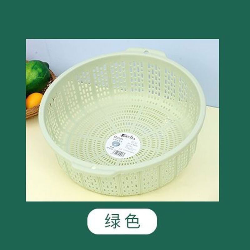Cesta de drenaje de plástico de cocina de dos orejas lavadora de verduras cestas de frutas caseras cestas redondas de melones y frutas image 6