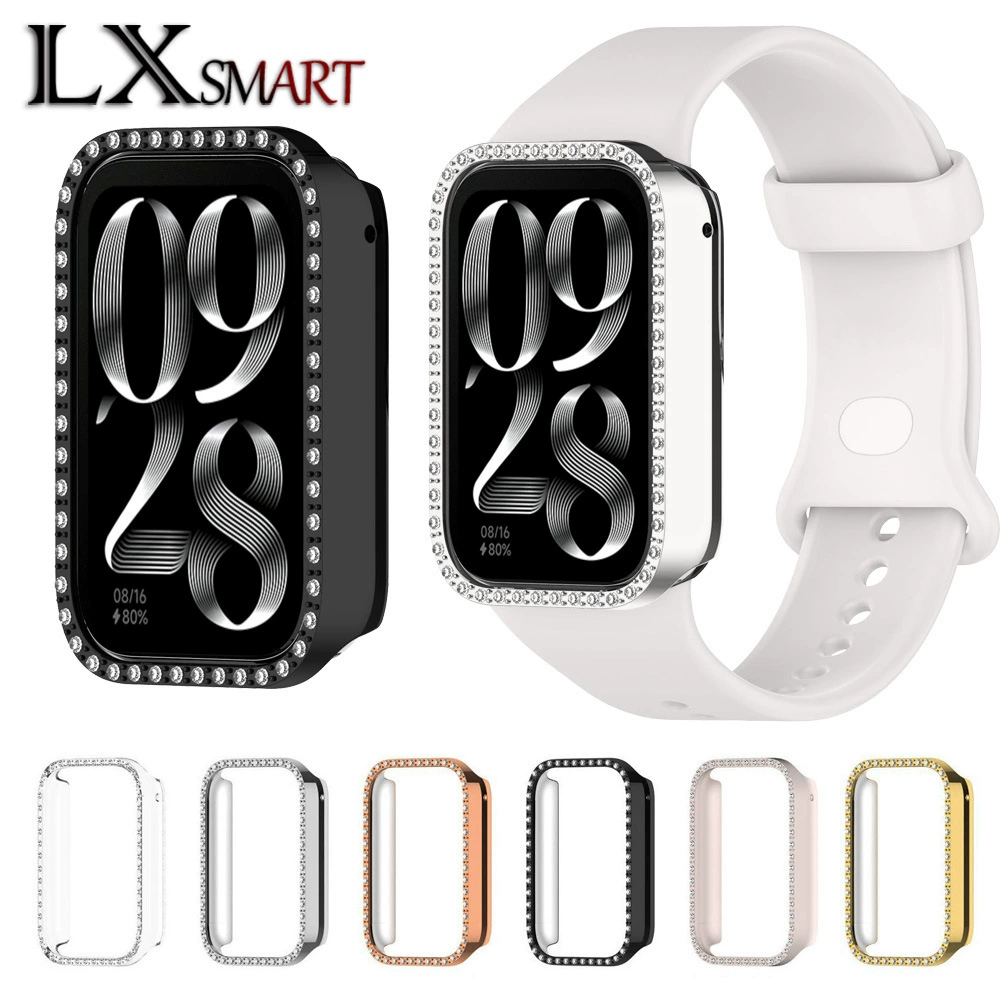 Подходит для Xiaomi Mi Band 10, защитный чехол для часов xiao mi8/9, 8/9pro, защитный чехол для ПК, инкрустированный одним бриллиантом, часы с вырезом