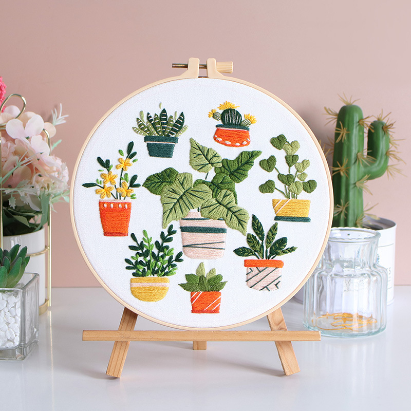 Plant Garden Handmade DIY Bordado Material Paquete Plantas verdes originales Traje de costura de tela de estilo europeo Inglés transfronterizo