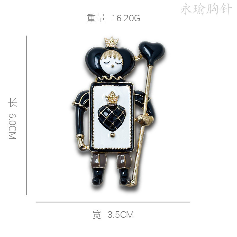 European and American Hot-Selling Retro Alloy Enamel Red and Black Peach Soldier Brooch Fashion Elegant Men's and Women's Clothing Corsage Jewelry