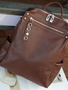 Factory direct supply of new genuine leather women's backpack 2025 first layer cowhide travel shopping backpack large capacity bag
