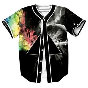 European and American Style Street Hip-Hop Trendy 3D Splash Paint Printed Tops Summer Youth Men's Short-Sleeved Baseball Uniforms