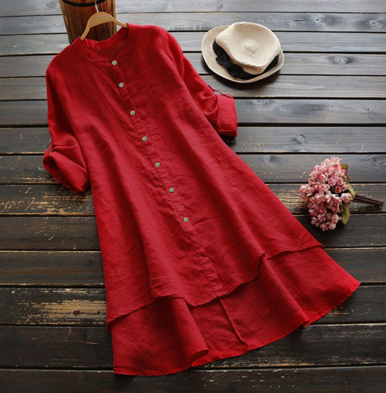 Spring Season Casual Style Front Button Craft Wholesale Women'S Casual Solid Color Long Sleeve Front Button Blouses