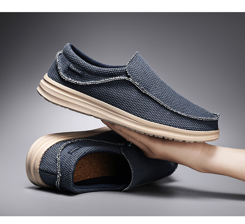 New Men's Loafers Cross-border , Casual For Men, Flat Canvas Shoes, Ultra-lightweight, Large Size Slip-on Shoes_vogvips.com