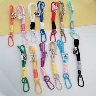 New Color-Blocked Lanyard, Double-Layer Woven Label Phone Strap, Water Bottle Strap, Unisex Carabiner Keychain Pendant Wholesale