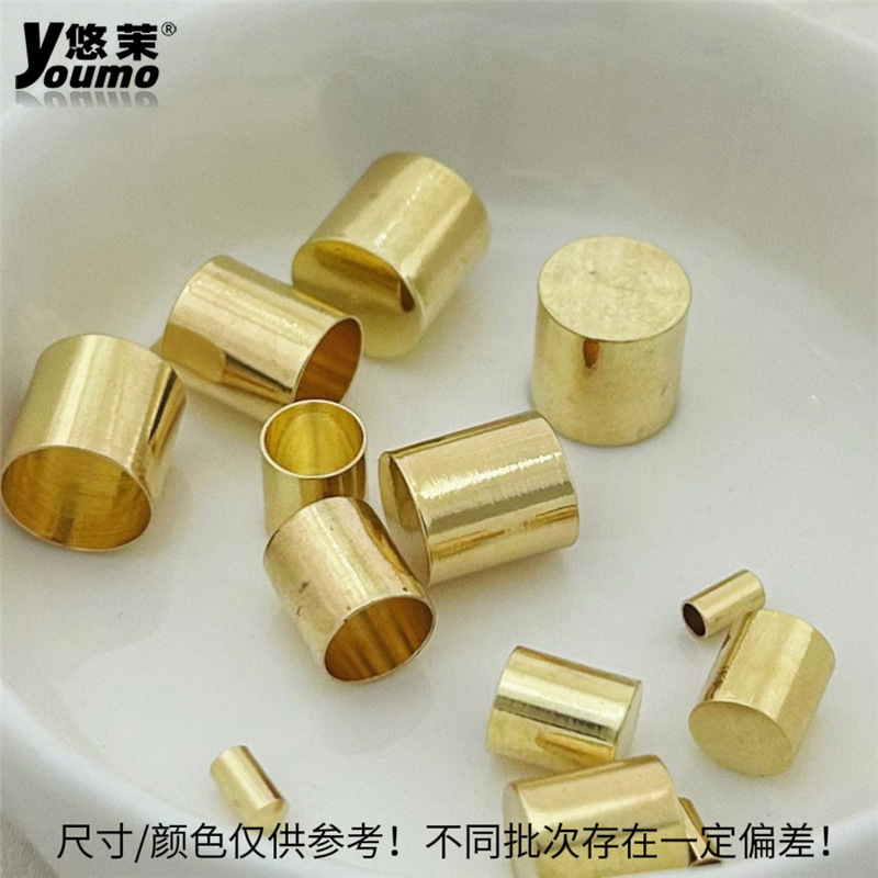 Brason chapado en oro sombrero de cuerda diy accesorios de joyería pesos de cabeza plana trenzado a mano tubo de extremo de hebilla manga sombrero de cobre fondo redondo