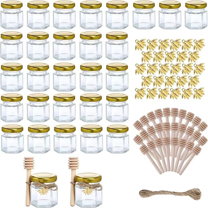 Amazonas vidrio sellado frasco de mermelada de vidrio 45ml hexagonal miel frasco de miel de vidrio 25ml botella de paquete