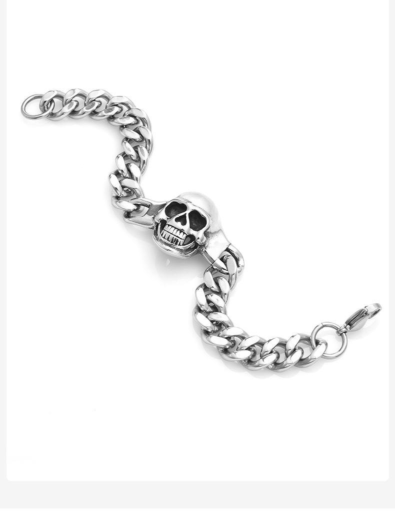 74g Weight Titanium Steel Pendant Material Bracelets Classification Titanium Steel Chain Material Hip-Hop Vintage Style Skull Titanium Steel Plating Men's Bracelets Men's Chain Bracelets