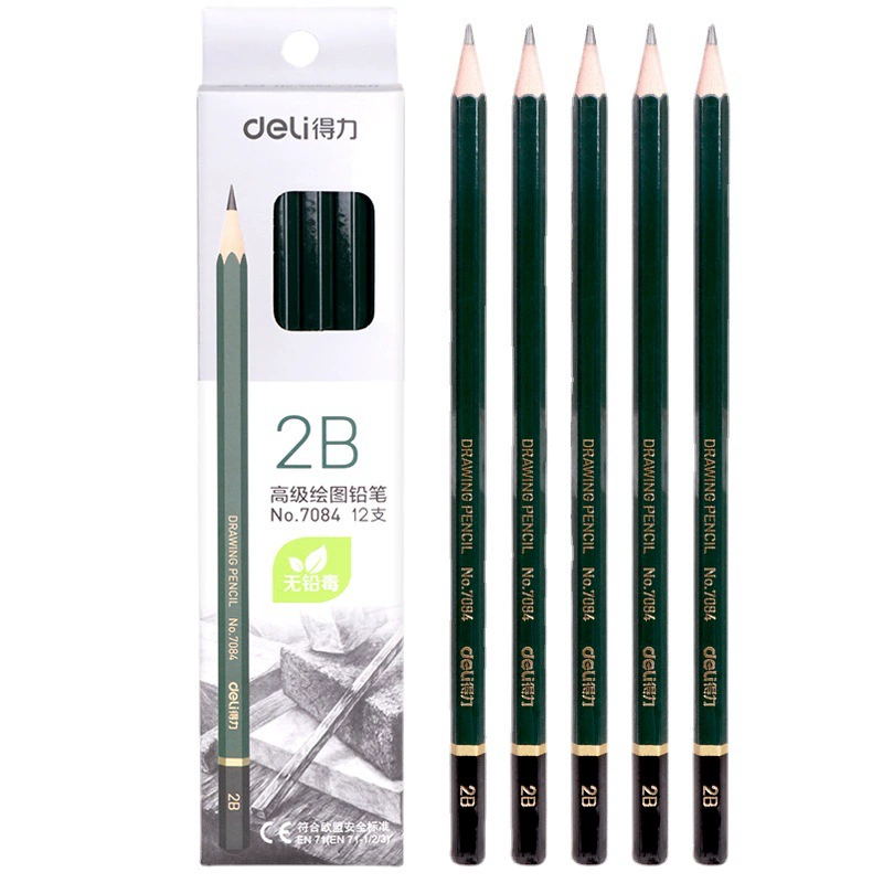 Deli 7082/7083/7084 карандаши HB/2B/2H для живописи, деревянный шестиугольный студенческий набор