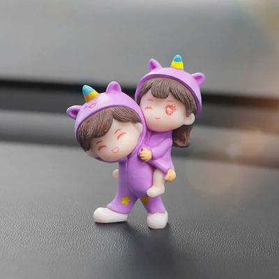 Car ornaments Ornaments Cute Center Console - purple-clothes-back-back-couple