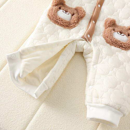 Infant Thick Cotton Jacket Baby Trendy Fleece Lined Thick Cute Warm Teddy Bear Double Pockets Thin Cotton Hasty Fashionable