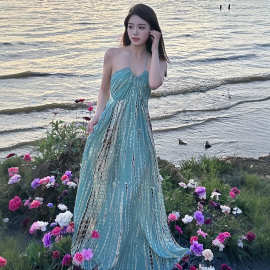 （专属）波西米亚度假连衣裙女夏季新款法式海边沙滩裙气质长裙子