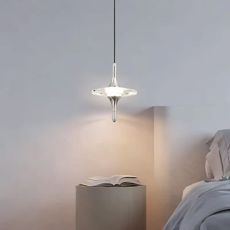 床头房间小吊灯玄关过道水晶吊线灯背景墙氛围灯入户装饰飞碟吊灯