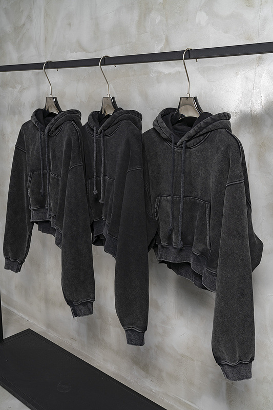 Title 3, Vintage Washed Plush Shorts Hooded Womens Sweater