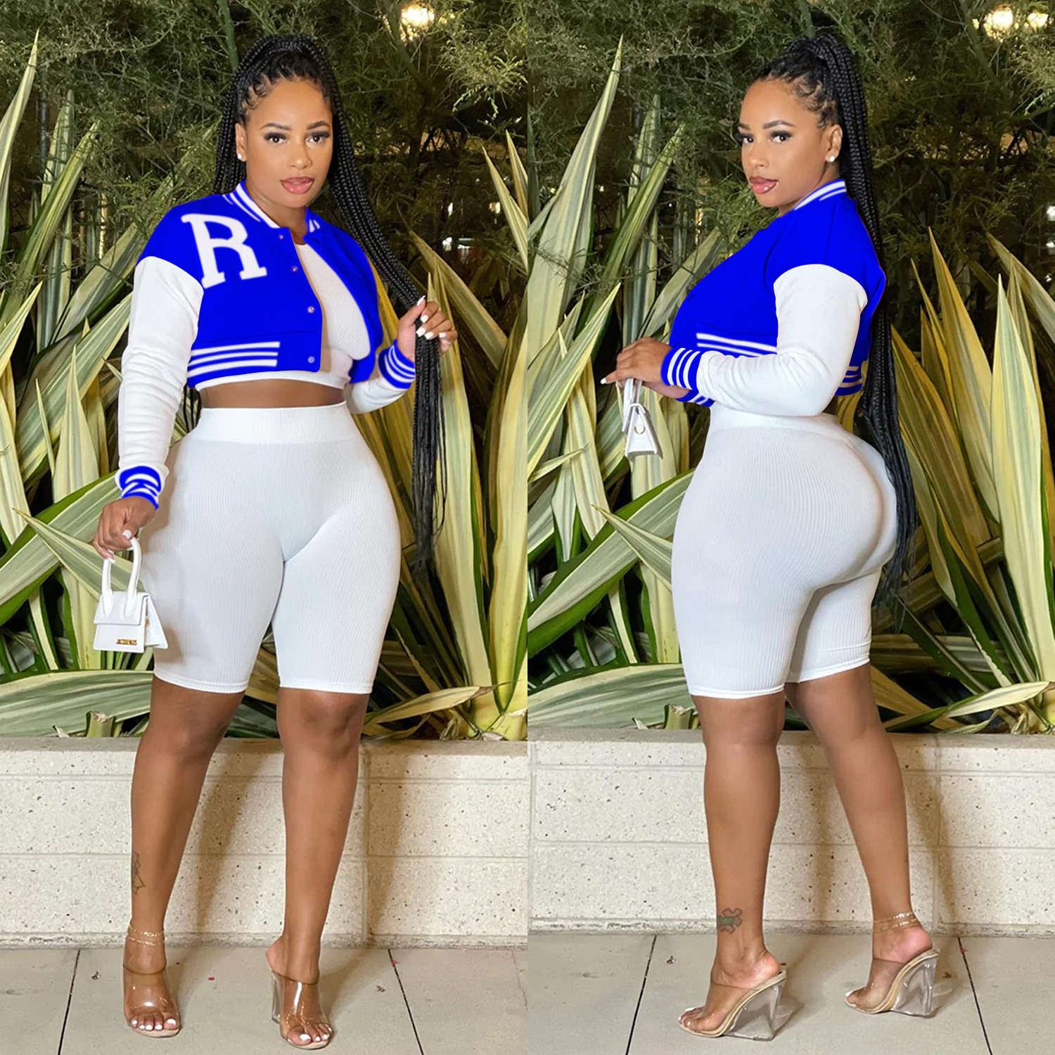 X6001 transfronterizo AliExpress Amazon europeo y americano moda mujer manga larga ombligo abrigo forro pantalones traje de tres piezas