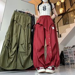 トレンディなストリートダンス速乾性クールプリーツオーバーオール女性の夏ヒップホップジャズダンスデザインカジュアルロングパンツ
