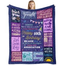 跨境10th儿童生日毛毯婴儿盖毯午休毯法兰绒家居保暖毯子厂家直销