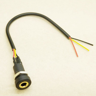 Headphone Interface 3.5mm Audio Video Socket Stereo with Internal Screw Thread Three-Pin Plug with Cable