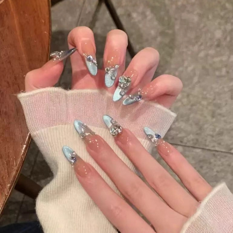 10-Piece Set of Pre-Designed Wearable Nails with a Luxurious and Sparkling Fairy-Like Vibe, Wholesale Finished Nail Stickers