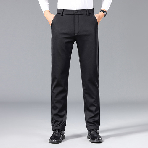 Autumn and winter thick men's casual loose straight business trousers high-stretch men's pants all-match long pants