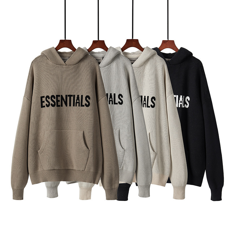 Factory ESS double-thread knitted high street letter hooded sweater FOG top trendy ENTIALS