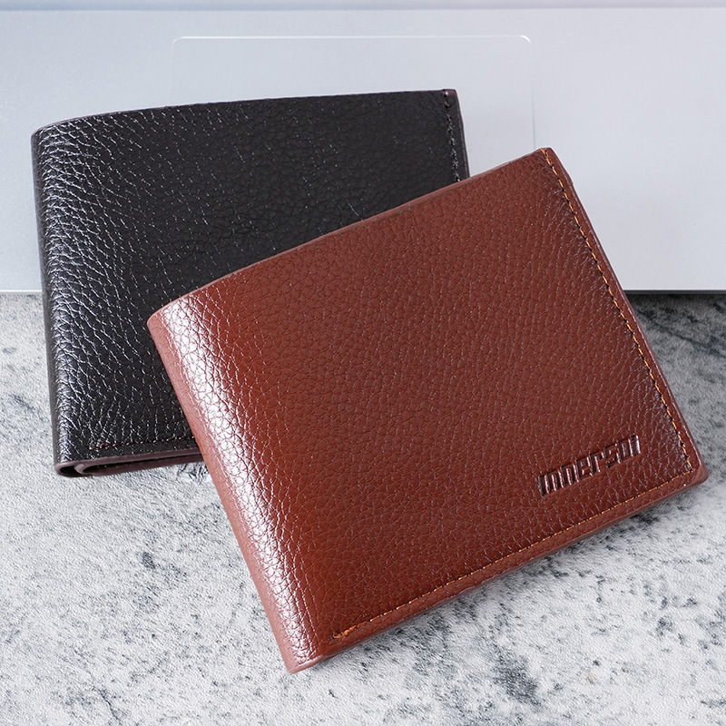 Short wallet with zipper men's wallet horizontal men's wallet wholesale ultra-thin student two-fold simple pu leather