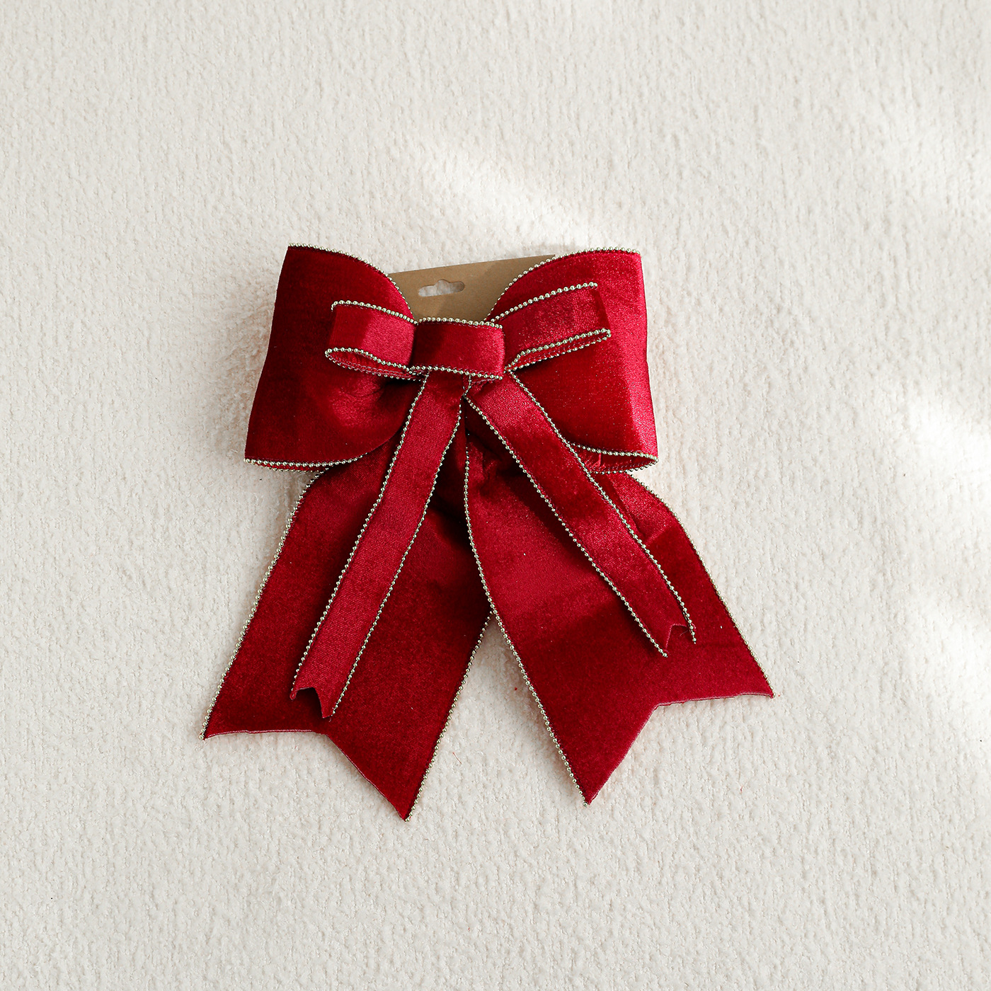 Tela transfronteriza arco rojo de Navidad doble capa de terciopelo alto árbol de Navidad colgante decoración decoración accesorios