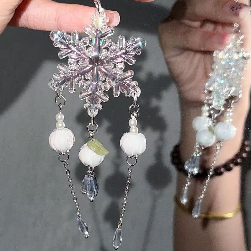 【雪顶茉莉】雪花茉莉手机链挂件咕本链挂件车挂手工黎深原创挂饰|undefined