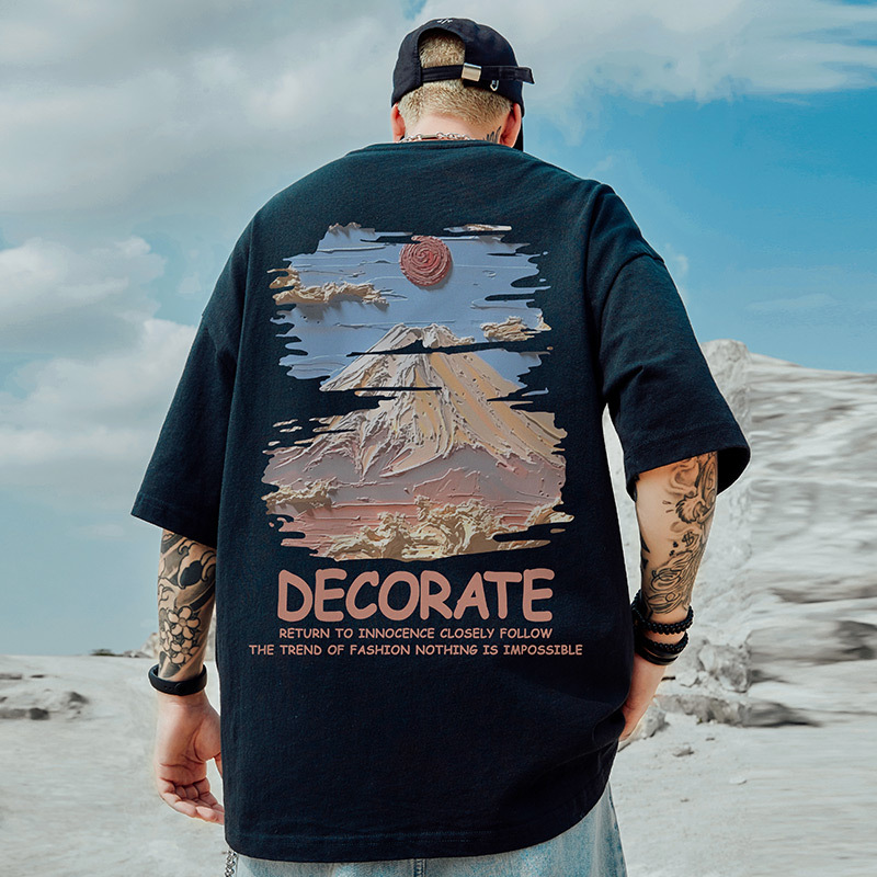 oversize新款短袖男胖子宽松大码嘻哈高街夏季美式体恤五分袖8XL