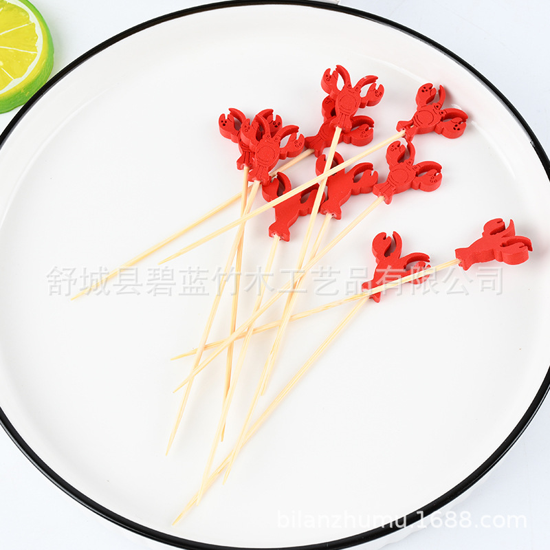 Animal desechable palillos de bambú palillos de frutas creativos palillos de dientes de frutas decoración de cócteles de frutas plato de bocadillos horquilla