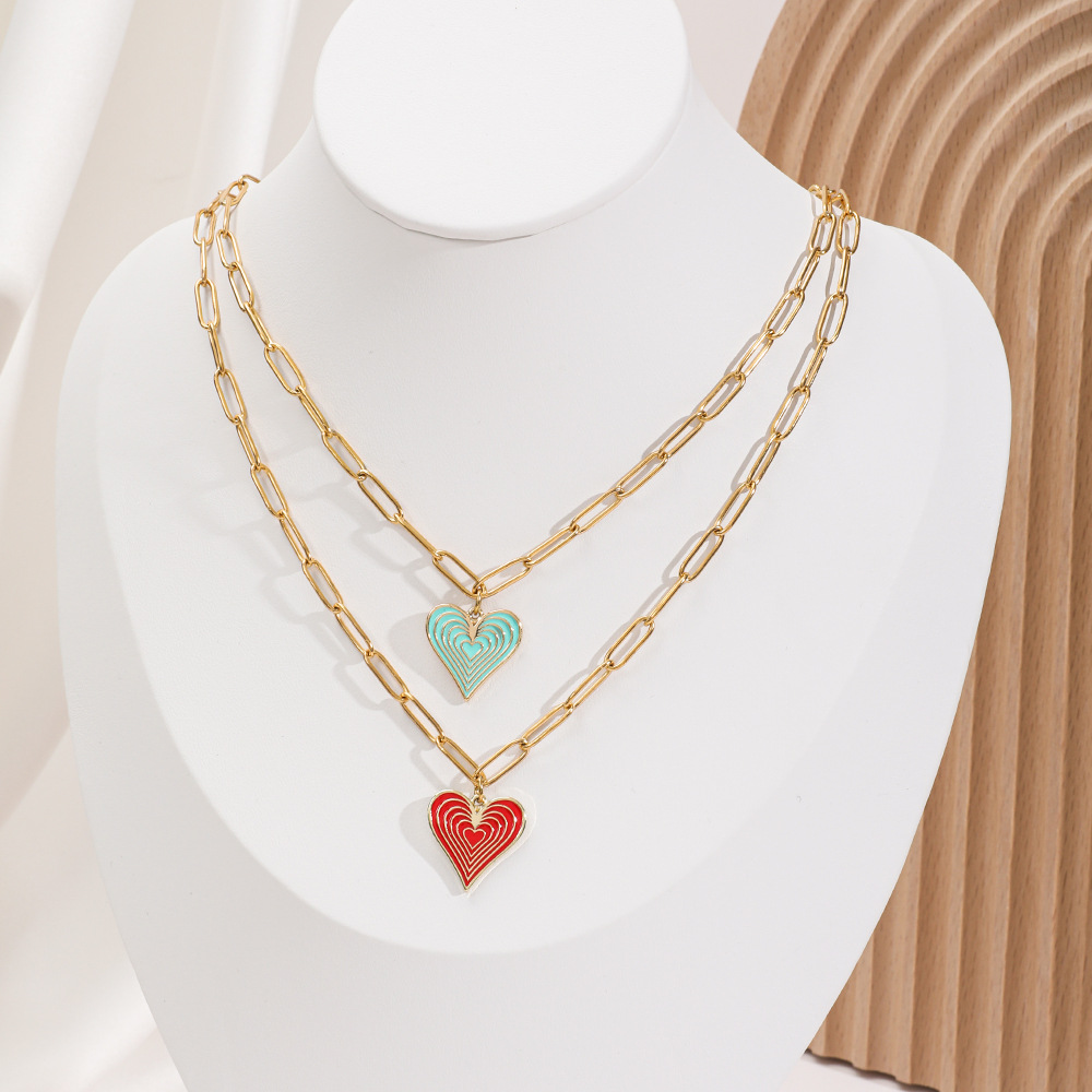 Simple Style Heart Shape Stainless Steel Alloy Enamel Plating Women's Pendant Necklace display picture 11