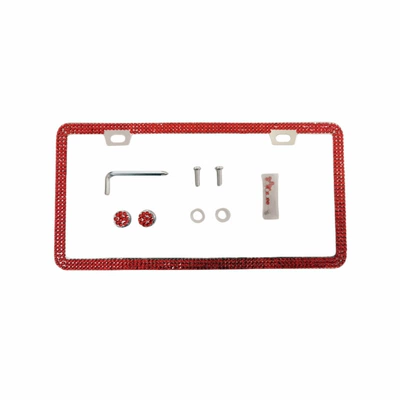 Cross-border US-regulated license plate frame License plate holder/license plate holder - light-red-rhinestone