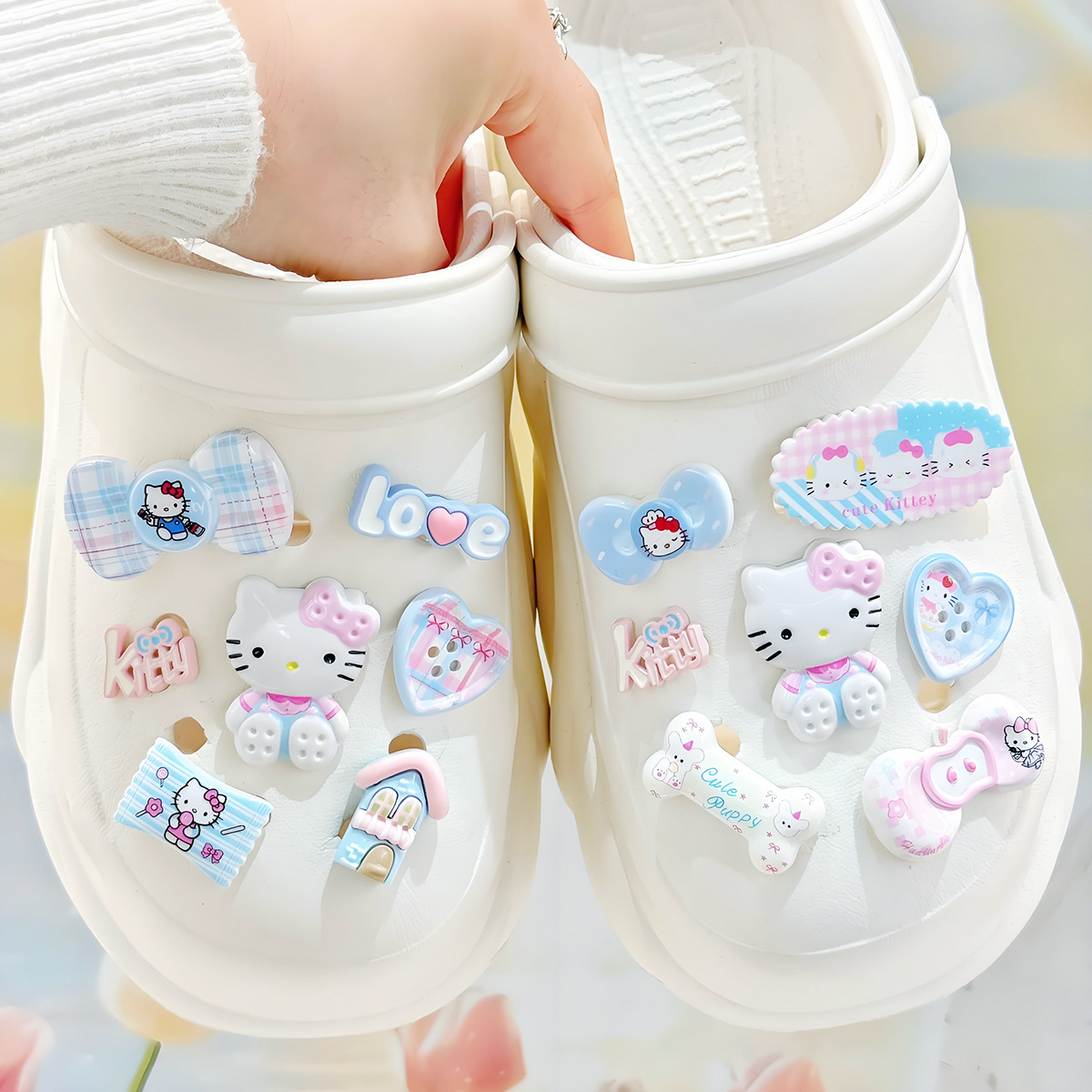 洞洞鞋配饰鞋花亚克力片片猫咪骨头diy饰品配件发夹贴片材料批发