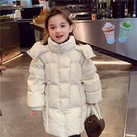 女童中长款加厚羽绒棉衣2026冬季新款时尚保暖棉袄女孩子连帽棉服