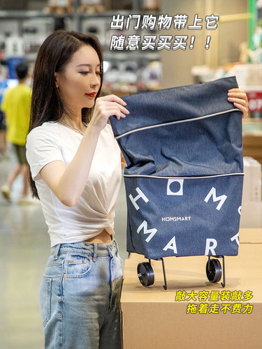 VHM7 Wholesale Portable Grocery Cart Small Pull Cart Home Folding Shopping Cart Push Cart Lightweight Wheeled Home Pickup