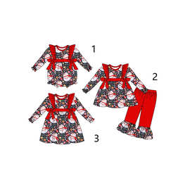 外贸女孩圣诞节圣诞老人印花连体衣连衣裙套装儿童婴儿可爱批发
