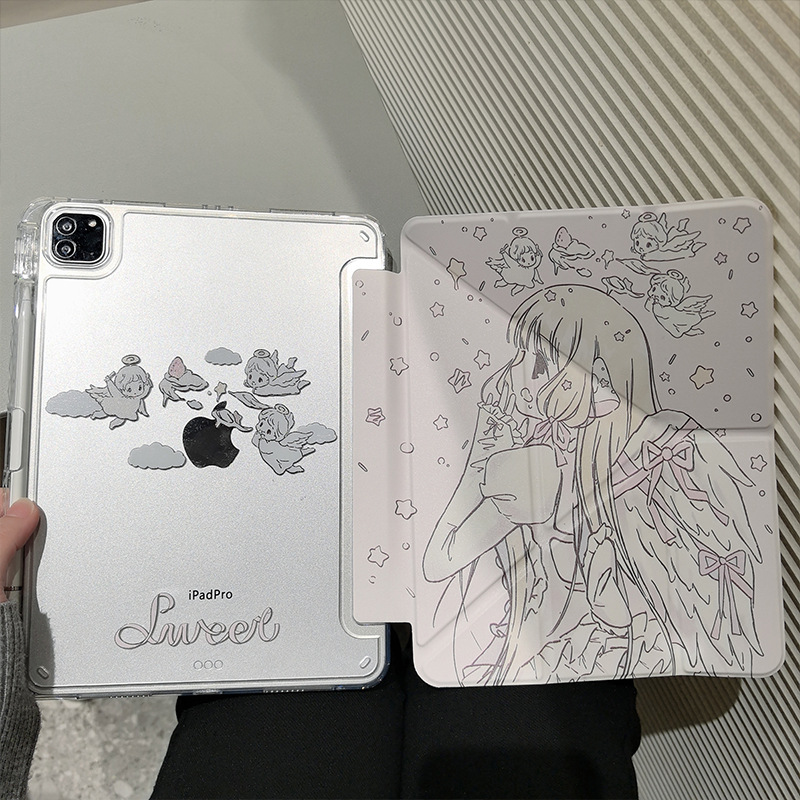 2024 new iPadAir6 acrylic protective case MINI magnetic adsorption Apple 789 with pen slot protective case