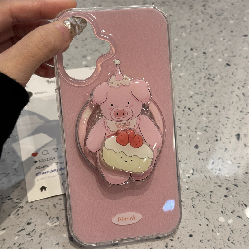 Chica ins atracción magnética rosa 16ProMax luna giratoria 13 funda para teléfono móvil apple 14 soporte 15p trabajo duro