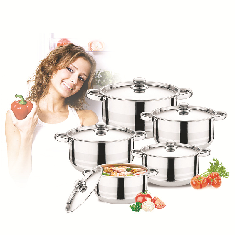 De estilo europeo de lujo ligero de 10 piezas de juego de ollas de 10 piezas antiadherente wok olla de sopa plana antiadherente pan transfronterizo venta caliente